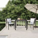 Set mobilier de grădină cu perne, 3 piese, negru, poliratan GartenMobel Dekor