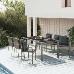 Set mobilier de grădină cu perne, 7 piese, gri, poliratan GartenMobel Dekor