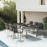 Set mobilier de grădină cu perne, 7 piese, gri, poliratan GartenMobel Dekor