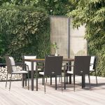 Set mobilier de grădină cu perne, 7 piese, negru, poliratan GartenMobel Dekor