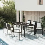 Set mobilier de grădină cu perne, 7 piese, negru, poliratan GartenMobel Dekor