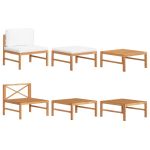 Set mobilier grădină cu perne crem, 3 piese, lemn de tec GartenMobel Dekor