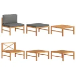 Set mobilier grădină cu perne gri închis, 3 piese, lemn de tec GartenMobel Dekor