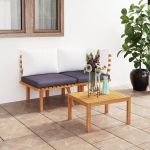 Set mobilier de grădină cu perne, 2 piese, lemn masiv de acacia GartenMobel Dekor
