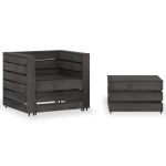 Set mobilier de grădină paleți, 2 piese, gri, lemn pin tratat GartenMobel Dekor