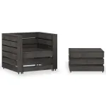 Set mobilier de grădină paleți, 2 piese, gri, lemn pin tratat GartenMobel Dekor
