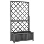 Jardinieră colț cu spalier, negru, 70x30x135 cm,lemn masiv brad GartenMobel Dekor