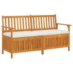 Bancă de depozitare cu pernă, 148 cm, lemn masiv de acacia GartenMobel Dekor
