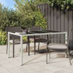 Masă de grădină alb 150x90x75 cm sticlă securizată & poliratan GartenMobel Dekor
