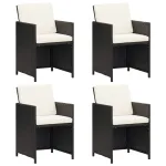 Scaune de grădină, 4 buc., negru, poliratan GartenMobel Dekor