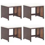 Taburete de grădină cu perne, 4 buc., maro, poliratan GartenMobel Dekor