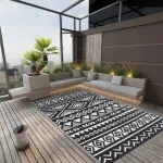 Covor de exterior, negru, 190x290 cm, PP GartenMobel Dekor