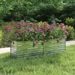 Strat înălțat de grădină argintiu 160x40x45 cm oțel galvanizat GartenMobel Dekor