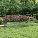 Strat înălțat de grădină argintiu 240x80x45 cm oțel galvanizat GartenMobel Dekor
