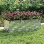 Strat înălțat de grădină argintiu 240x80x77 cm oțel galvanizat GartenMobel Dekor