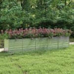 Strat înălțat de grădină argintiu 400x80x77 cm oțel galvanizat GartenMobel Dekor