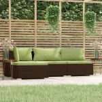 Set mobilier de grădină cu perne, 4 piese, maro, poliratan GartenMobel Dekor