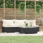 Set mobilier relaxare grădină 4 piese cu perne poliratan negru GartenMobel Dekor