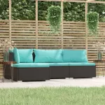 Set mobilier relaxare grădină 4 piese cu perne poliratan negru GartenMobel Dekor