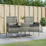 Canapea de grădină cu 2 locuri masă de ceai antracit poliratan GartenMobel Dekor