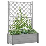 Jardinieră de grădină cu spalier, gri piatră, 100x43x142, PP GartenMobel Dekor
