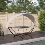 Pat de exterior cu baldachin, crem, oțel & țesătură oxford GartenMobel Dekor