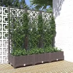 Jardinieră de grădină cu spalier, maro, 120x40x121,5 cm, PP GartenMobel Dekor
