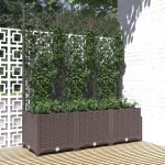 Jardinieră de grădină cu spalier, maro, 120x40x136 cm, PP GartenMobel Dekor