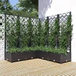 Jardinieră de grădină cu spalier, negru, 120x120x121,5 cm, PP GartenMobel Dekor