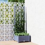 Jardinieră de grădină cu spalier,gri închis, 40x40x121,5 cm, PP GartenMobel Dekor