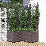 Jardinieră de grădină cu spalier maro, 80x80x136 cm, PP GartenMobel Dekor
