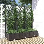 Jardinieră de grădină cu spalier negru, 120x40x121,5 cm, PP GartenMobel Dekor