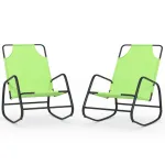 Șezlonguri balansoare, 2 buc., verde, oțel și textilenă GartenMobel Dekor