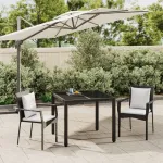 Set mobilier de grădină cu perne, 3 piese, negru, poliratan GartenMobel Dekor