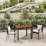 Set mobilier de grădină cu perne, 3 piese, negru, poliratan GartenMobel Dekor