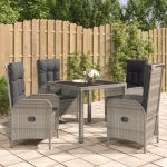 Set mobilier de grădină cu perne, 5 piese, gri, poliratan GartenMobel Dekor