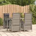 Set mobilier de grădină cu perne, 5 piese, gri, poliratan GartenMobel Dekor