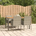 Set mobilier de grădină cu perne, 5 piese, gri, poliratan GartenMobel Dekor
