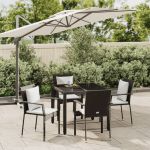 Set mobilier de grădină cu perne, 5 piese, negru, poliratan GartenMobel Dekor