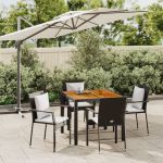 Set mobilier de grădină cu perne, 5 piese, negru, poliratan GartenMobel Dekor