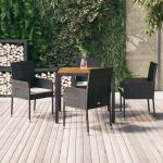 Set mobilier de grădină cu perne, 5 piese, negru, poliratan GartenMobel Dekor