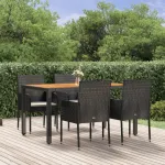 Set mobilier de grădină cu perne, 5 piese, negru, poliratan GartenMobel Dekor