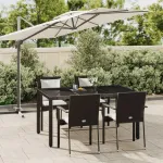 Set mobilier de grădină cu perne, 5 piese, negru, poliratan GartenMobel Dekor