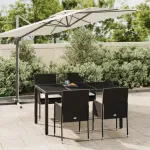 Set mobilier de grădină cu perne, 5 piese, negru, poliratan GartenMobel Dekor
