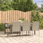 Set mobilier de grădină cu perne, 7 piese, gri, poliratan GartenMobel Dekor