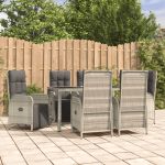 Set mobilier de grădină cu perne, 7 piese, gri, poliratan GartenMobel Dekor