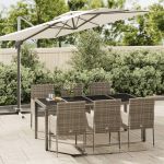 Set mobilier de grădină cu perne, 7 piese, gri, poliratan GartenMobel Dekor