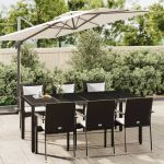 Set mobilier de grădină cu perne, 7 piese, negru, poliratan GartenMobel Dekor