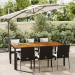 Set mobilier de grădină cu perne, 7 piese, negru, poliratan GartenMobel Dekor