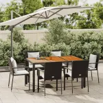 Set mobilier de grădină cu perne, 7 piese, negru, poliratan GartenMobel Dekor